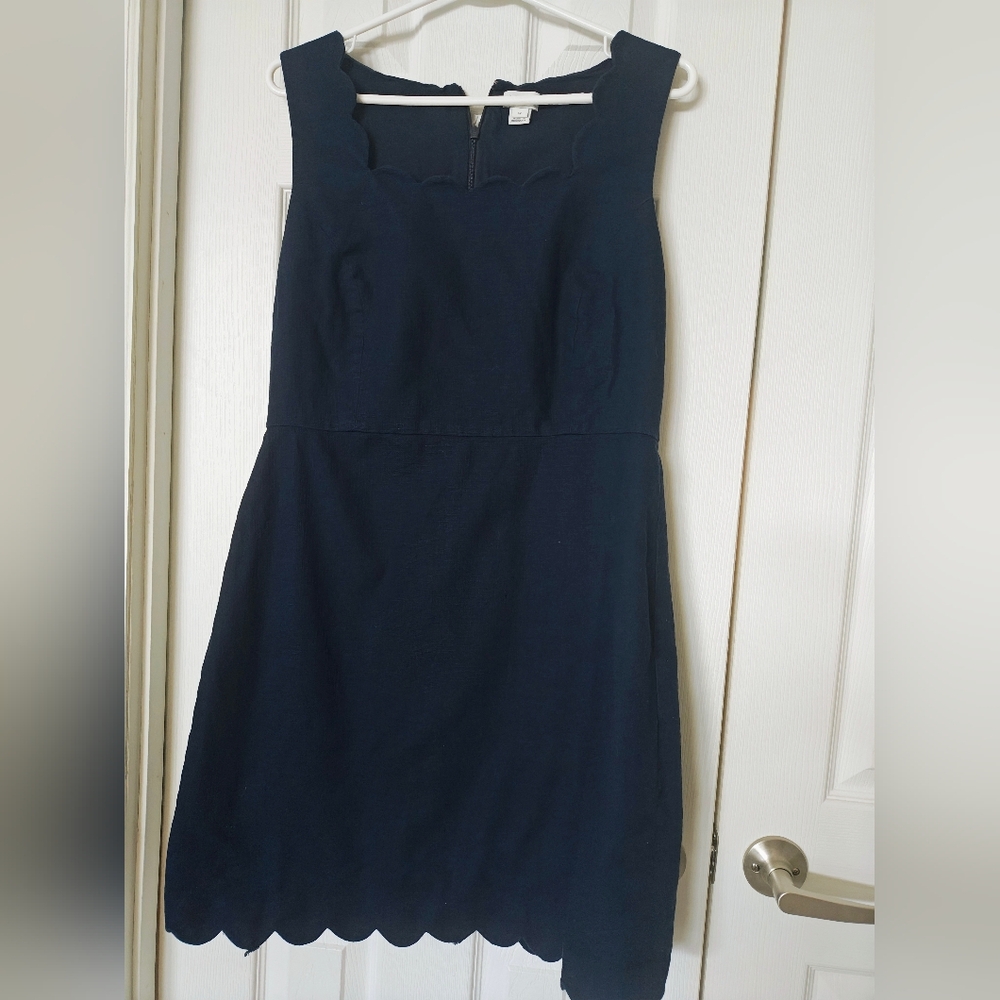 J. Crew Scalloped Navy Dress
